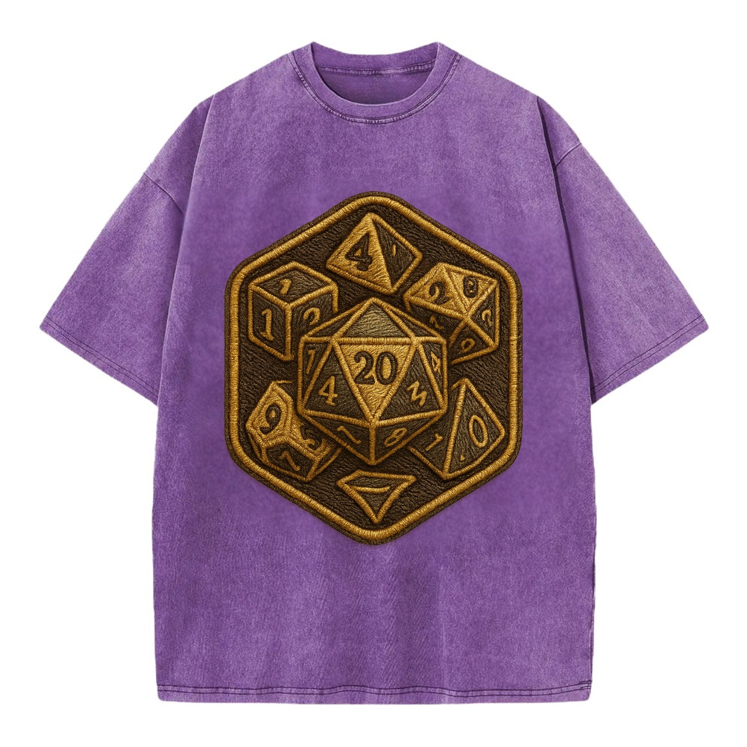 Dice set for tabletop gaming - RPG enthusiast - Vintage T-shirt - Purple