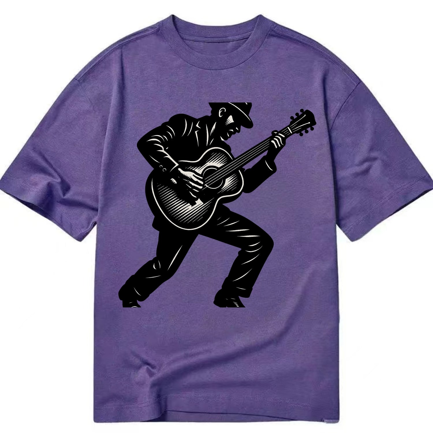 Guitarist playing acoustic guitar - Classic T-shirt - Purple