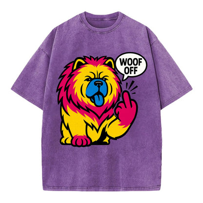Chow Chow with lion mane and blue-black tongue, fluffy dignified paw up with sass - Vintage T-shirt - Purple