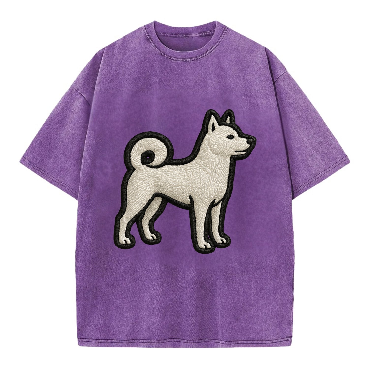 Kishu Ken - Contemporary white hunter de - Vintage T-shirt - Purple