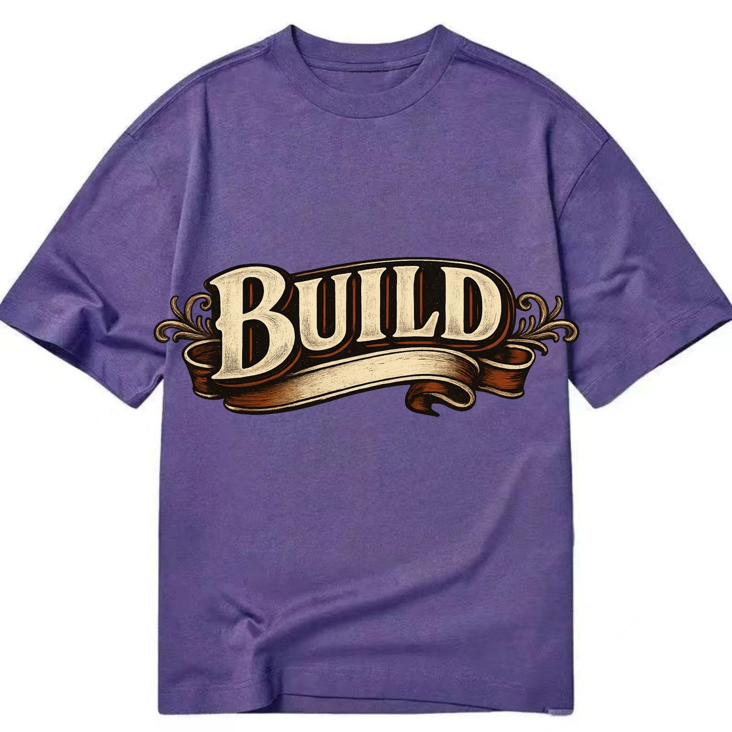 Bold typography design - "BUILD" - constructing, making real - Classic T-shirt - Purple