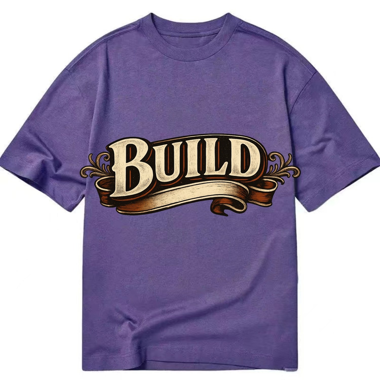 Bold typography design - "BUILD" - constructing, making real - Classic T-shirt - Purple