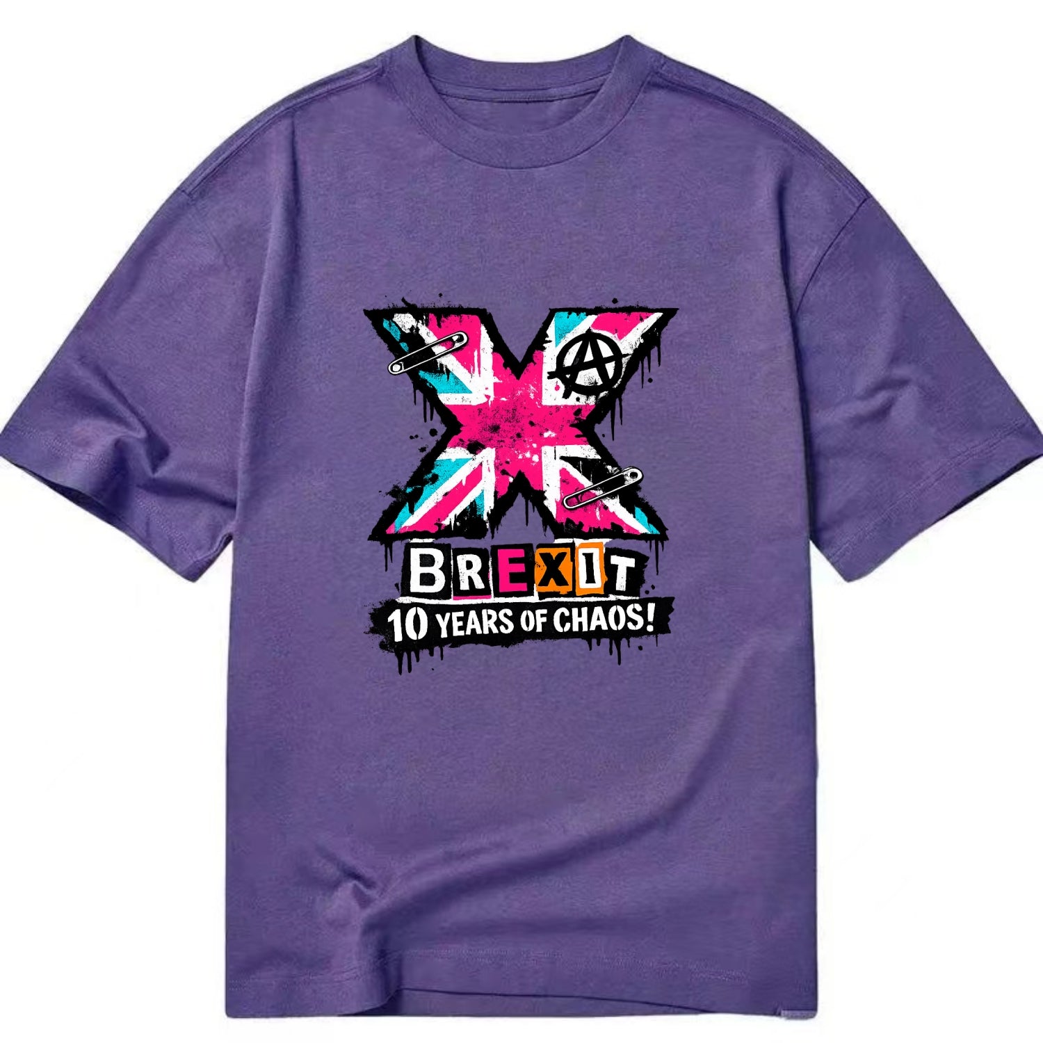 X YEARS | Roman numeral X massive | Union Jack fill pattern | Bold statement - Classic T-shirt - Purple