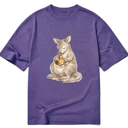MOTHER'S POUCH | Kangaroo maternal embrace | Joey safe inside | Protective love | - Classic T-shirt - Purple