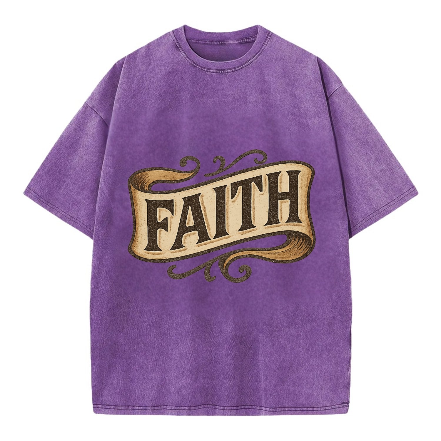 Bold typography design - "FAITH" - trust in the unseen, spiritual strength - Vintage T-shirt - Purple