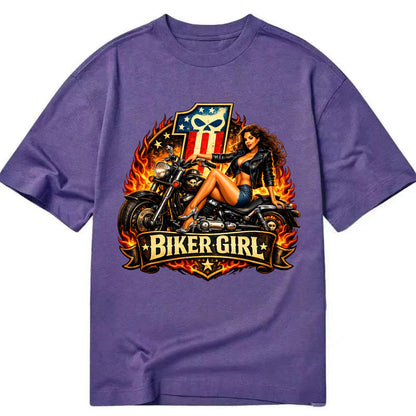 Vintage Biker Pin Up - Classic T-shirt - Purple