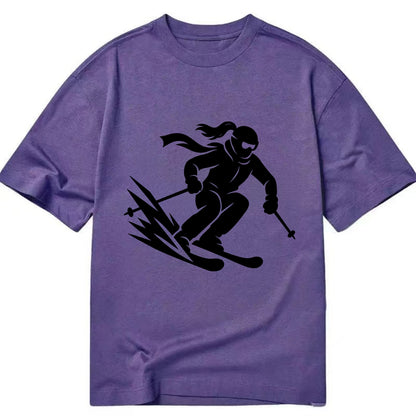Skier carving down snowy slope - Classic T-shirt - Purple
