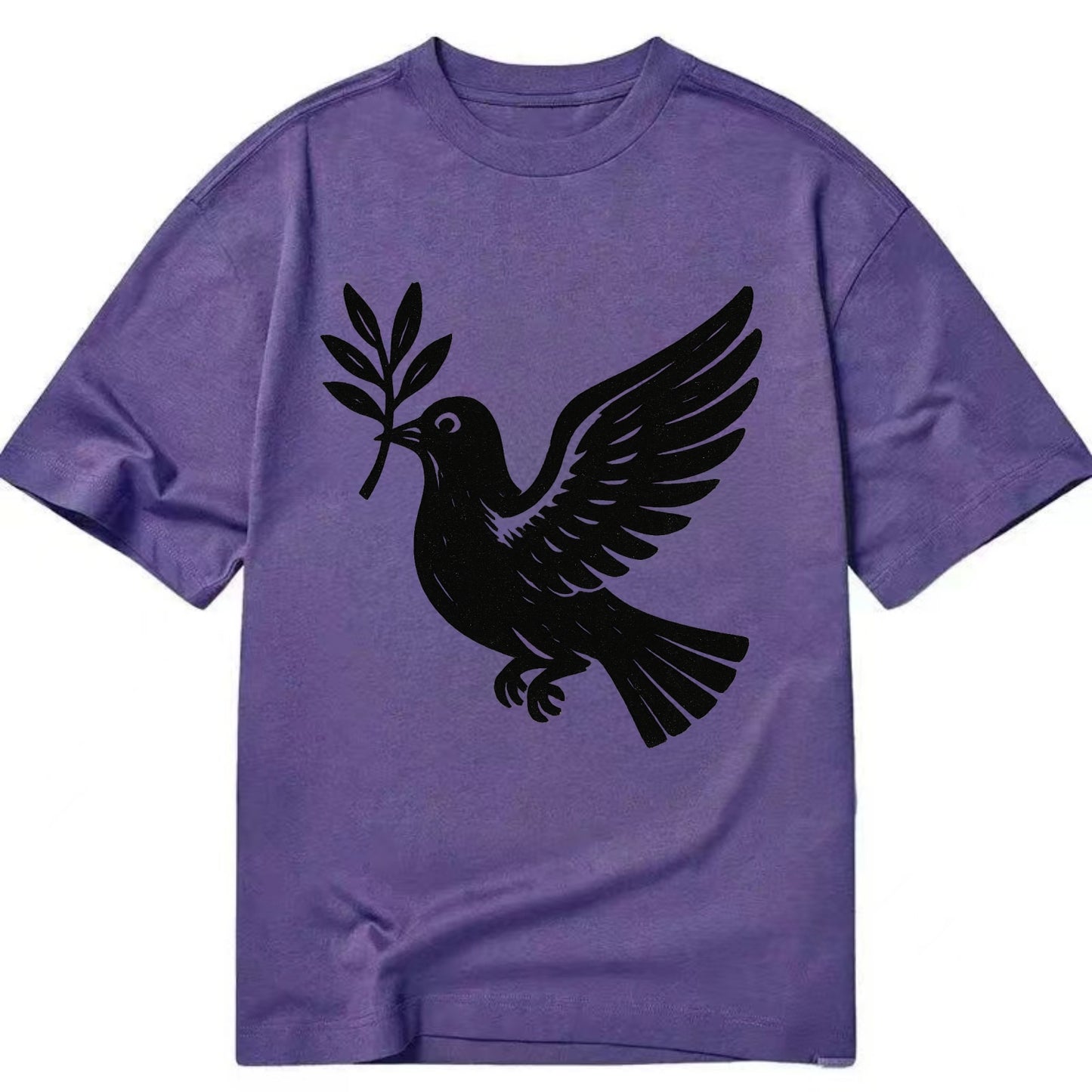 Dove carrying olive branch - peace movement ink painting - Classic T-shirt - Purple