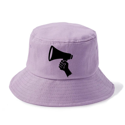 Megaphone silhouette - voice and protest ink brushwork - Bucket Hat - Purple