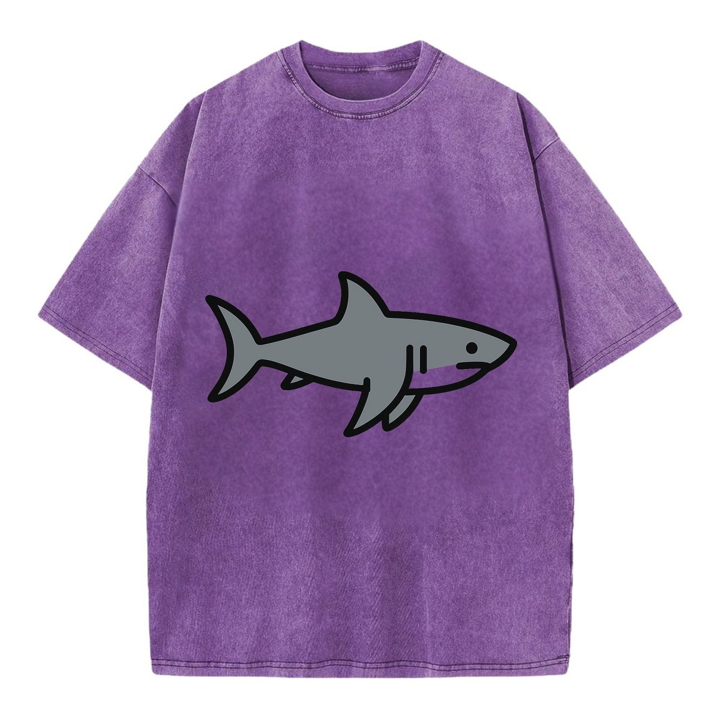 Great White Shark - Gray predator flat side profile - Vintage T-shirt - Purple