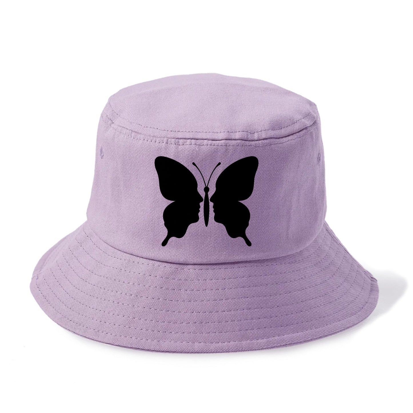 Butterfly wings - negative space reveals hidden faces or patterns - Bucket Hat - Purple