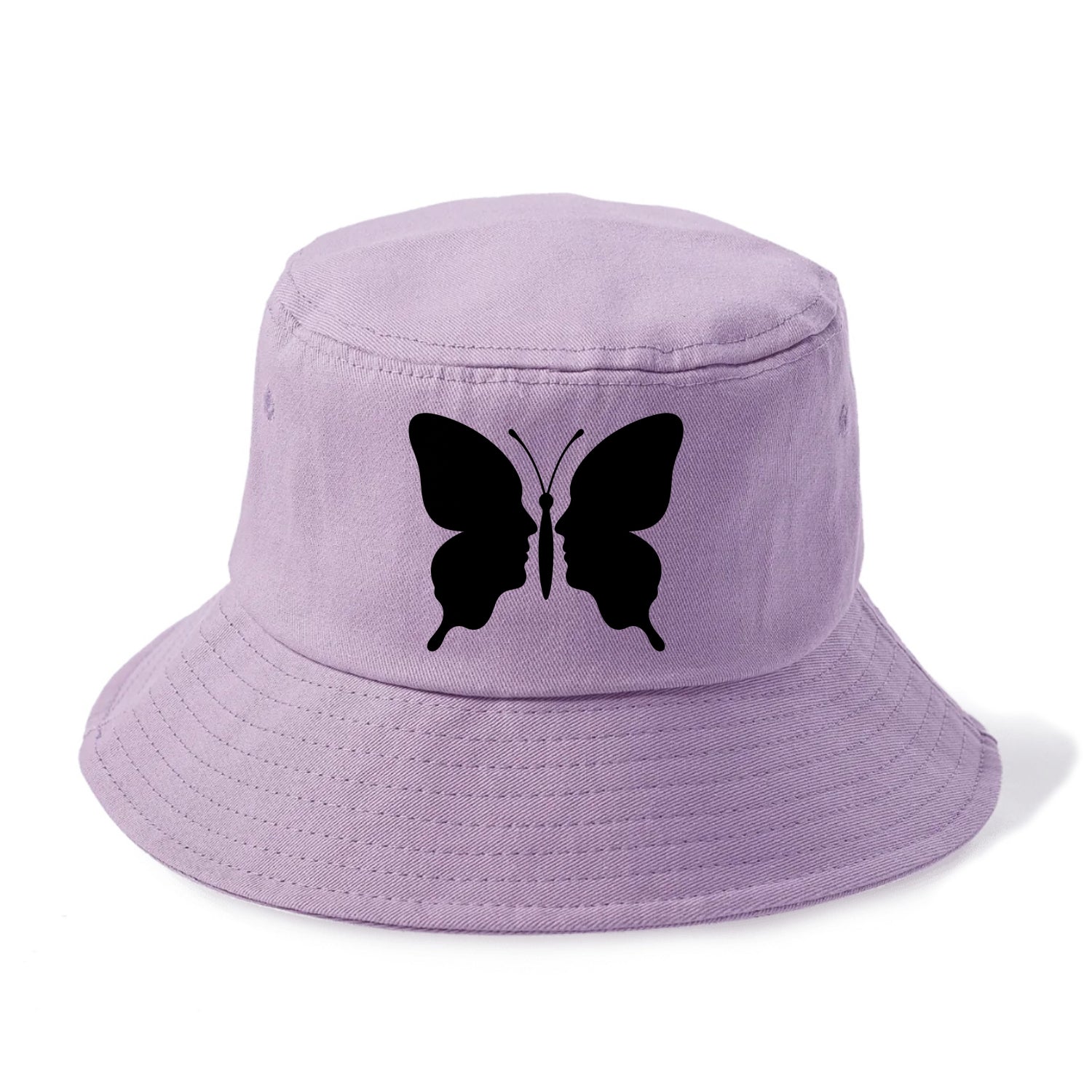 Butterfly wings - negative space reveals hidden faces or patterns - Bucket Hat - Purple