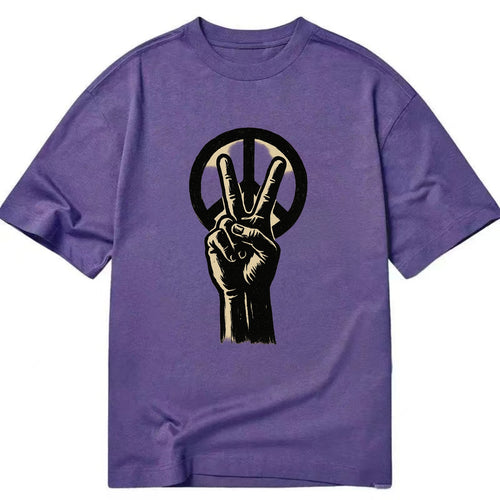 Peace sign hand gesture - anti-war movement ink brushstrokes - Classic T-shirt
