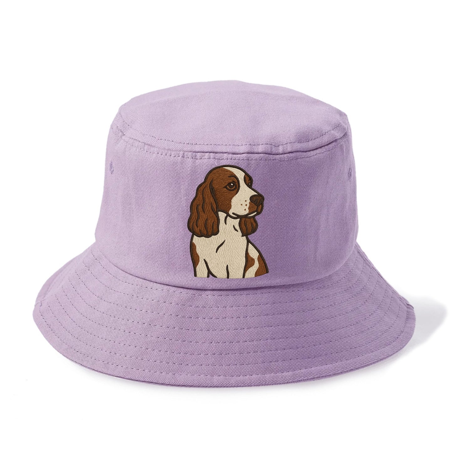 English Cocker Spaniel - Liver and white embroidered design - Bucket Hat - Purple