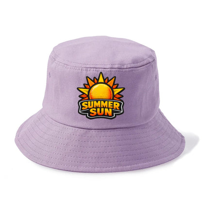 SUMMER SUN - bright sun with rays in yellow and orange , hot season - Bucket Hat - Purple