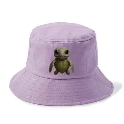 Baby Olive Ridley Turtle - olive green shell, heart-shaped carapace, bright eyes, - Bucket Hat - Purple