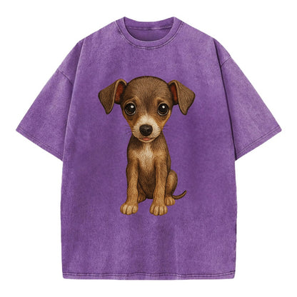 Baby Italian Greyhound Puppy - sleek tiny body, long legs, gentle eyes, - Vintage T-shirt - Purple