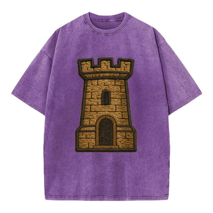Castle Tower  - Vintage T-shirt - Purple