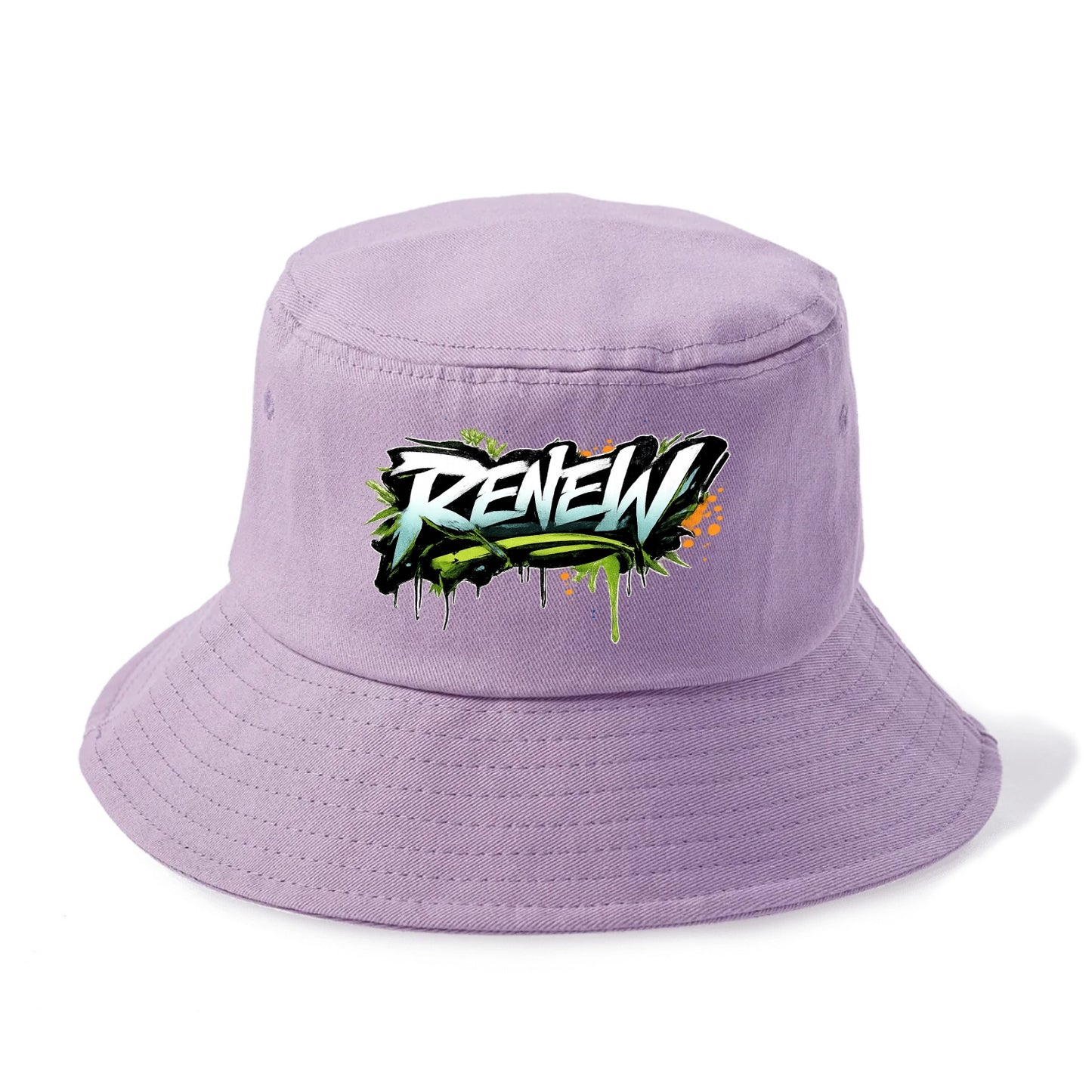 Bold typography design - "RENEW" - starting fresh, regenerating - Bucket Hat - Purple