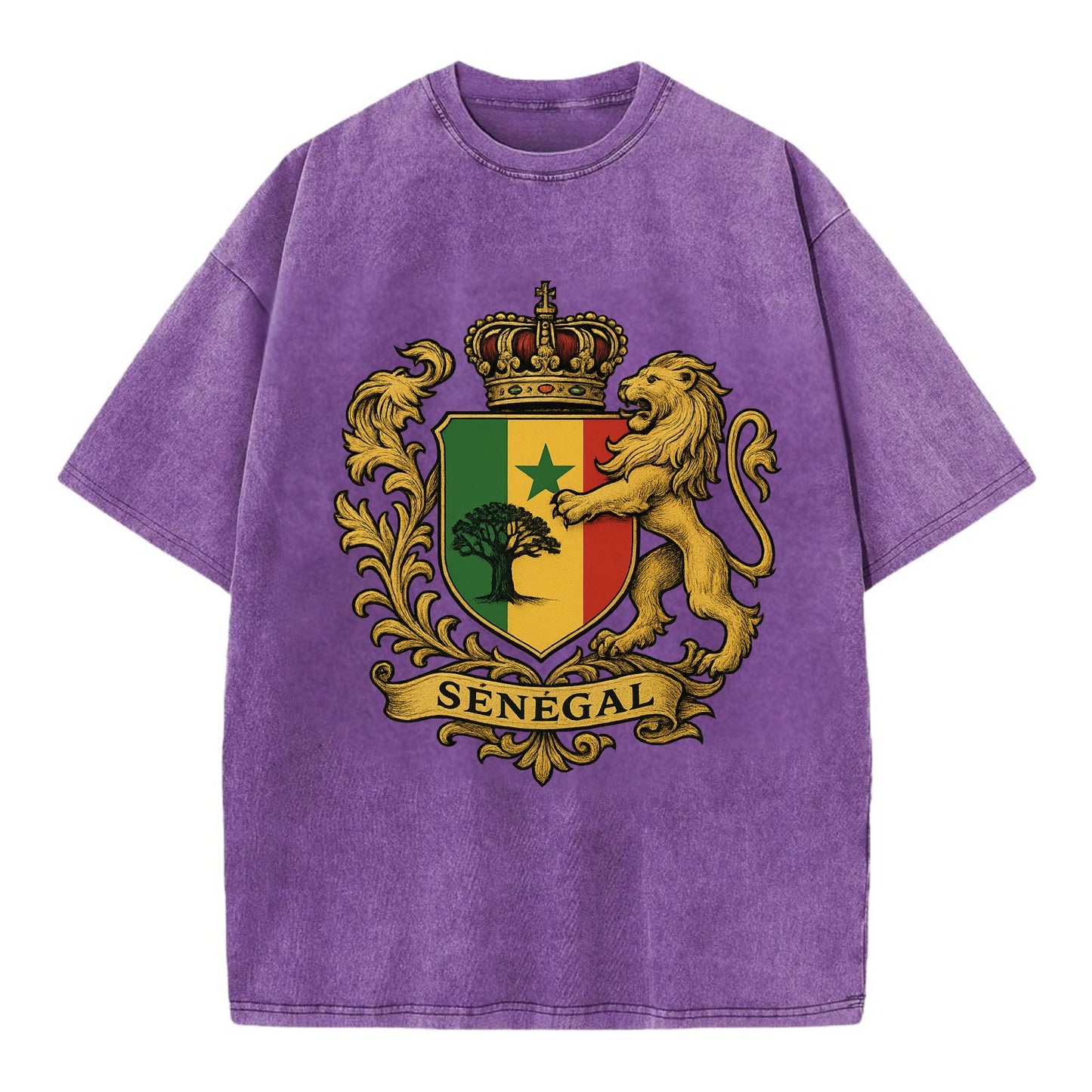 Senegal Lion Emblem  - Vintage T-shirt - Purple
