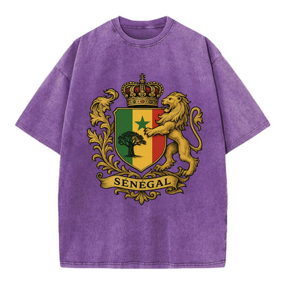 Senegal Lion Emblem  - Vintage T-shirt - Purple