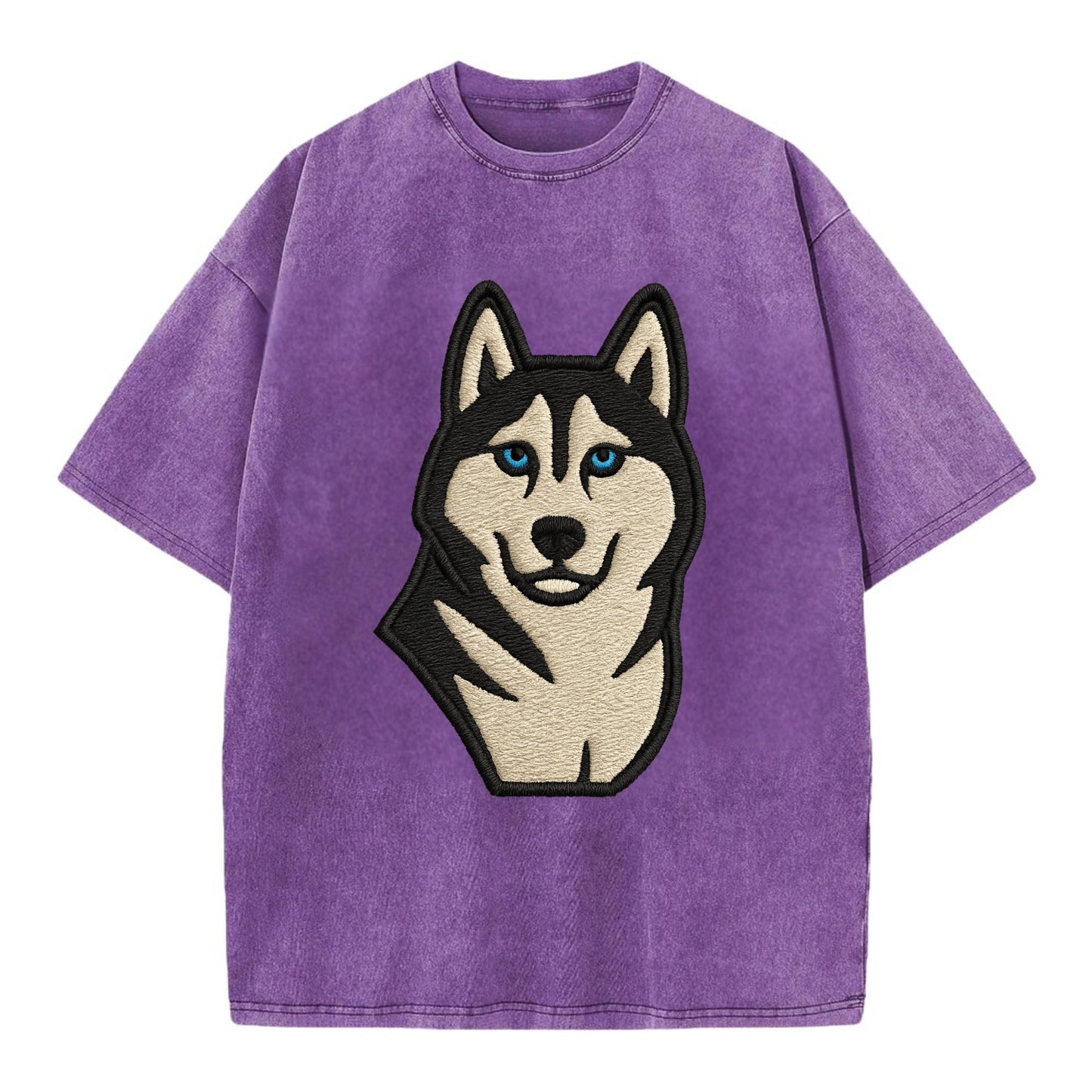 Husky - Blue eyes close-up portrait - Vi Vintage T-shirt - Purple
