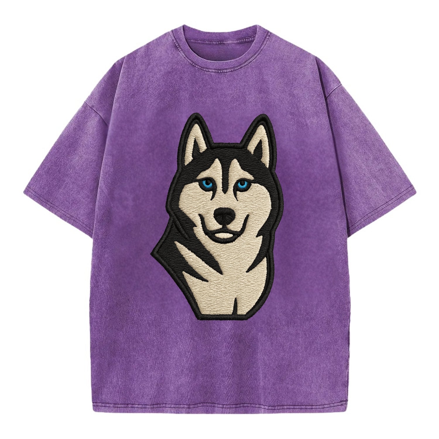 Husky - Blue eyes close-up portrait - Vi Vintage T-shirt - Purple