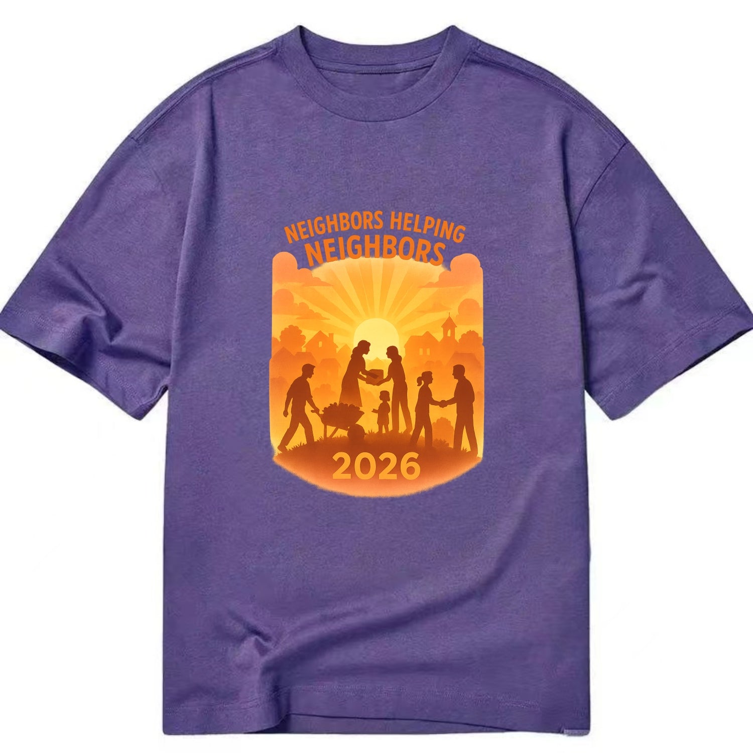 Local communities thriving with shared resources - "Neighbors Helping Neighbors" - Classic T-shirt - Purple