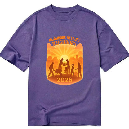 Local communities thriving with shared resources - "Neighbors Helping Neighbors" - Classic T-shirt - Purple