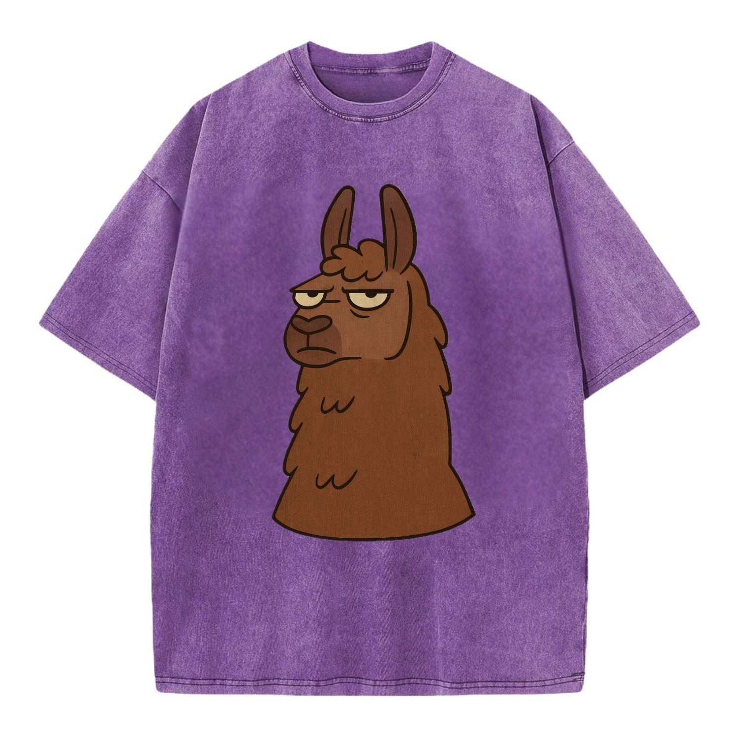 The Llama Judging Silently - Vintage T-shirt - Purple