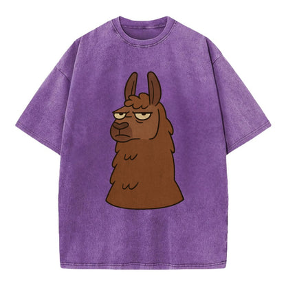 The Llama Judging Silently - Vintage T-shirt - Purple