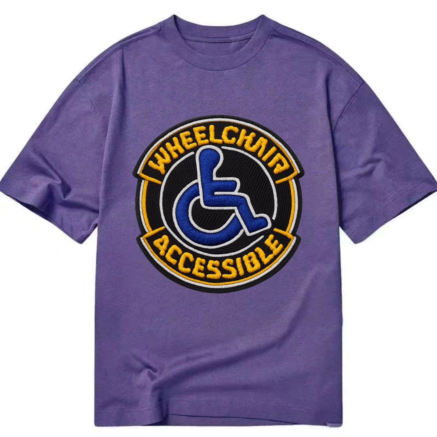 WHEELCHAIR ACCESSIBLE - accessibility symbol in blue , inclusion - Classic T-shirt - Purple