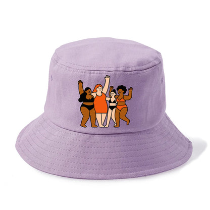 Diverse body types celebrating together - body positivity movement, all bodies are - Bucket Hat - Purple