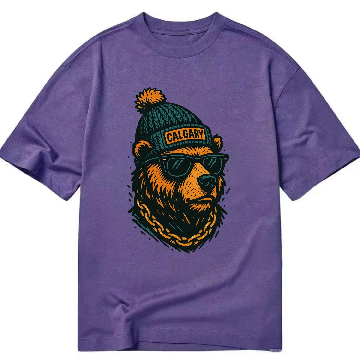 Calgary Grizzly Bear wearing Calgary bea - Classic T-shirt - Purple