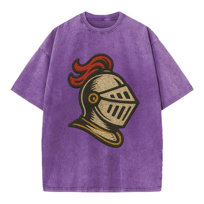 Knight Helmet  - Vintage T-shirt - Purple