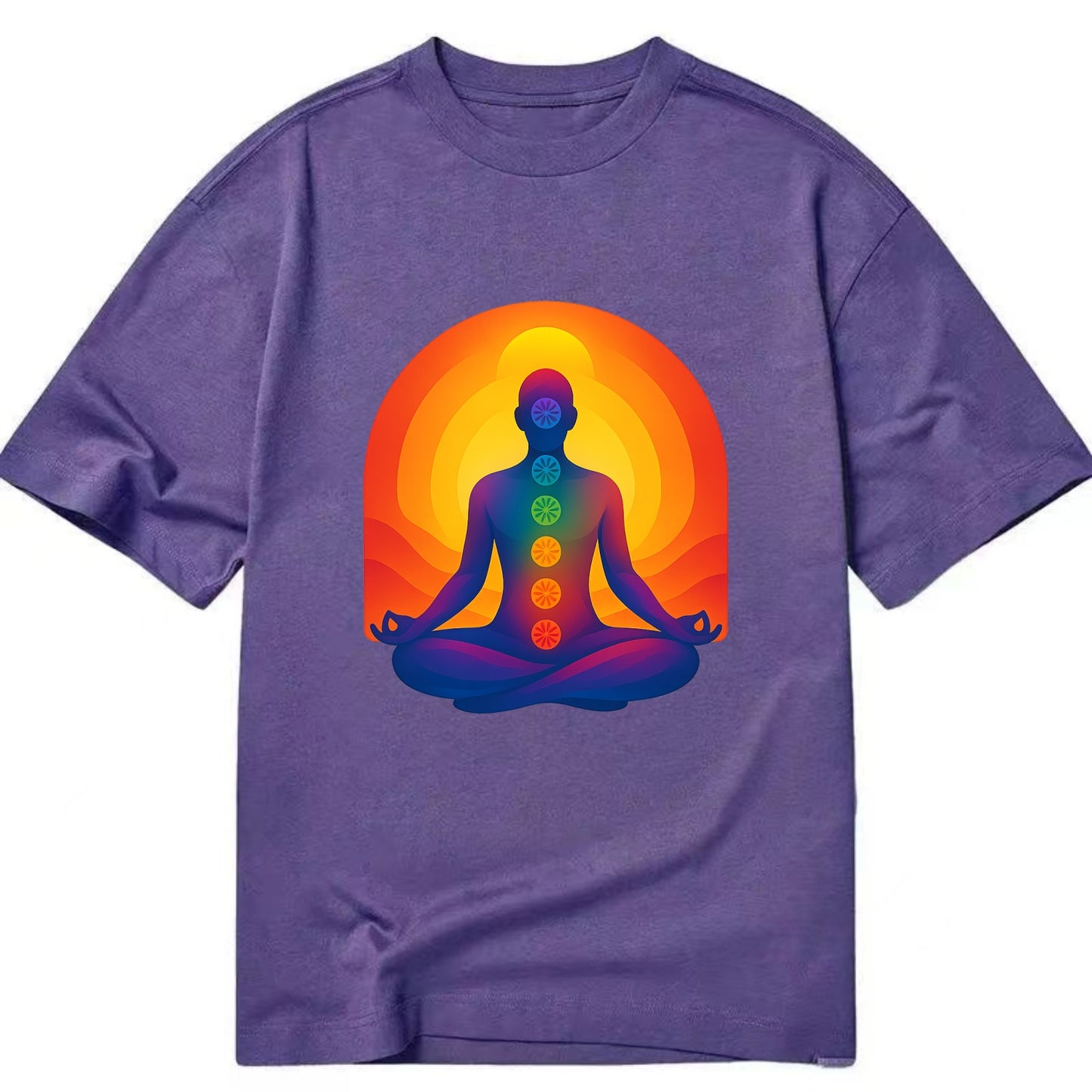 Sunset Meditation - Figure in lotus pose Classic T-shirt - Purple