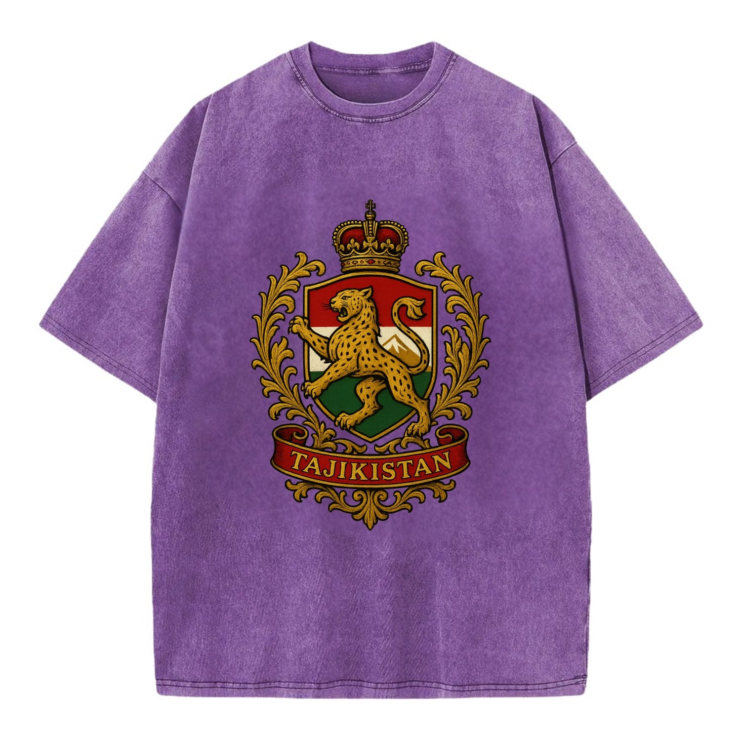 Tajikistan Heritage Badge  - Vintage T-shirt - Purple