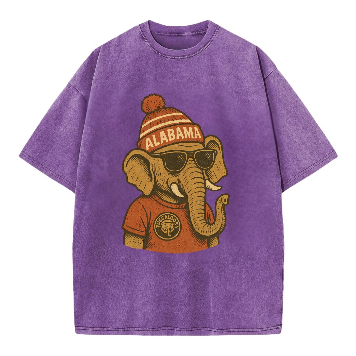 Tuscaloosa Crimson Elephant wearing Alab - Vintage T-shirt - Purple