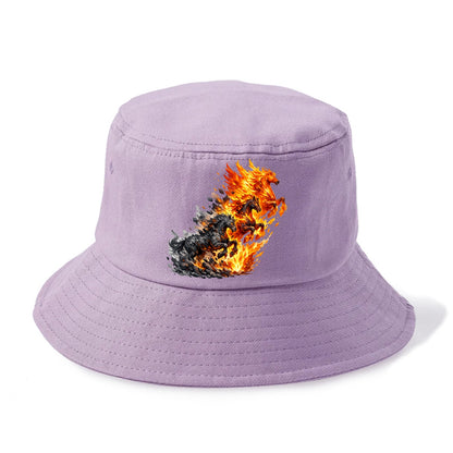 INFERNO STALLION | Horse made entirely of living flames | Blazing mane and tail | Fire - Bucket Hat - Purple