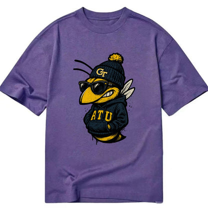 Atlanta Yellow Jacket wearing Georgia Tech beanie with GT patch - Classic T-shirt - Purple