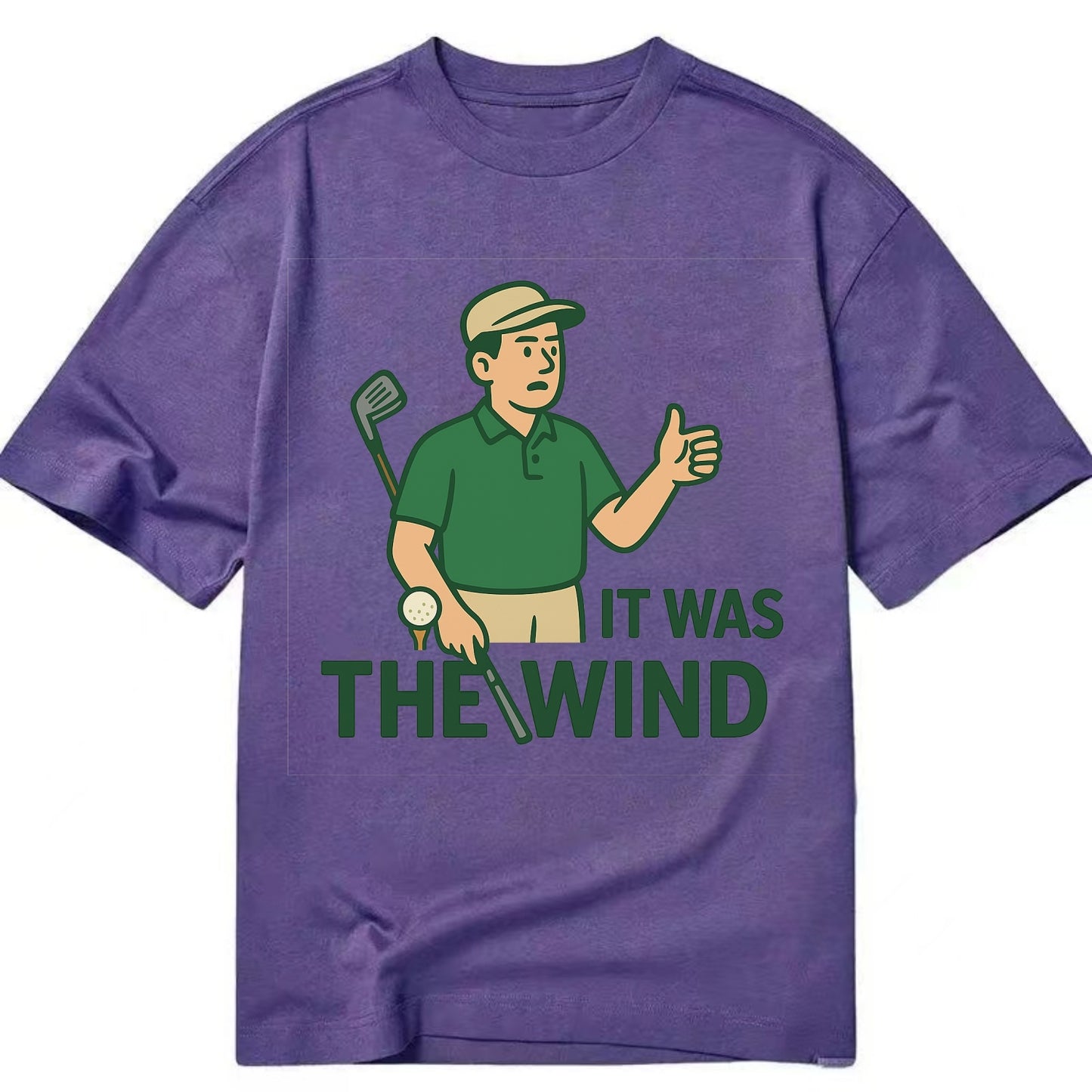 Golfer blaming the wind with hair perfectly still - "It Was the Wind" - classic - Classic T-shirt - Purple