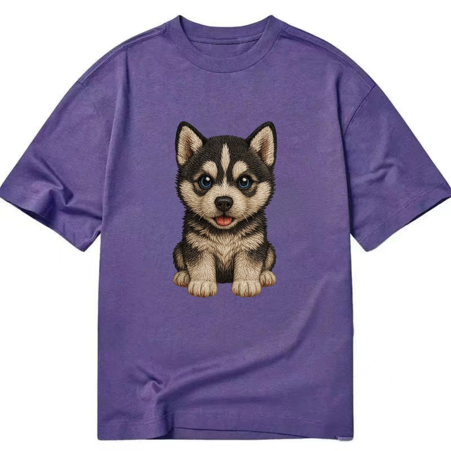 Baby Siberian Husky Puppy - blue or bi-colored eyes, fluffy coat, wolf-like, - Classic T-shirt - Purple