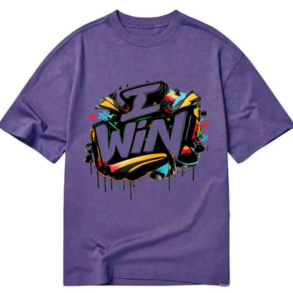 Bold typography design - "I WIN" - victory mindset, winning - Classic T-shirt - Purple