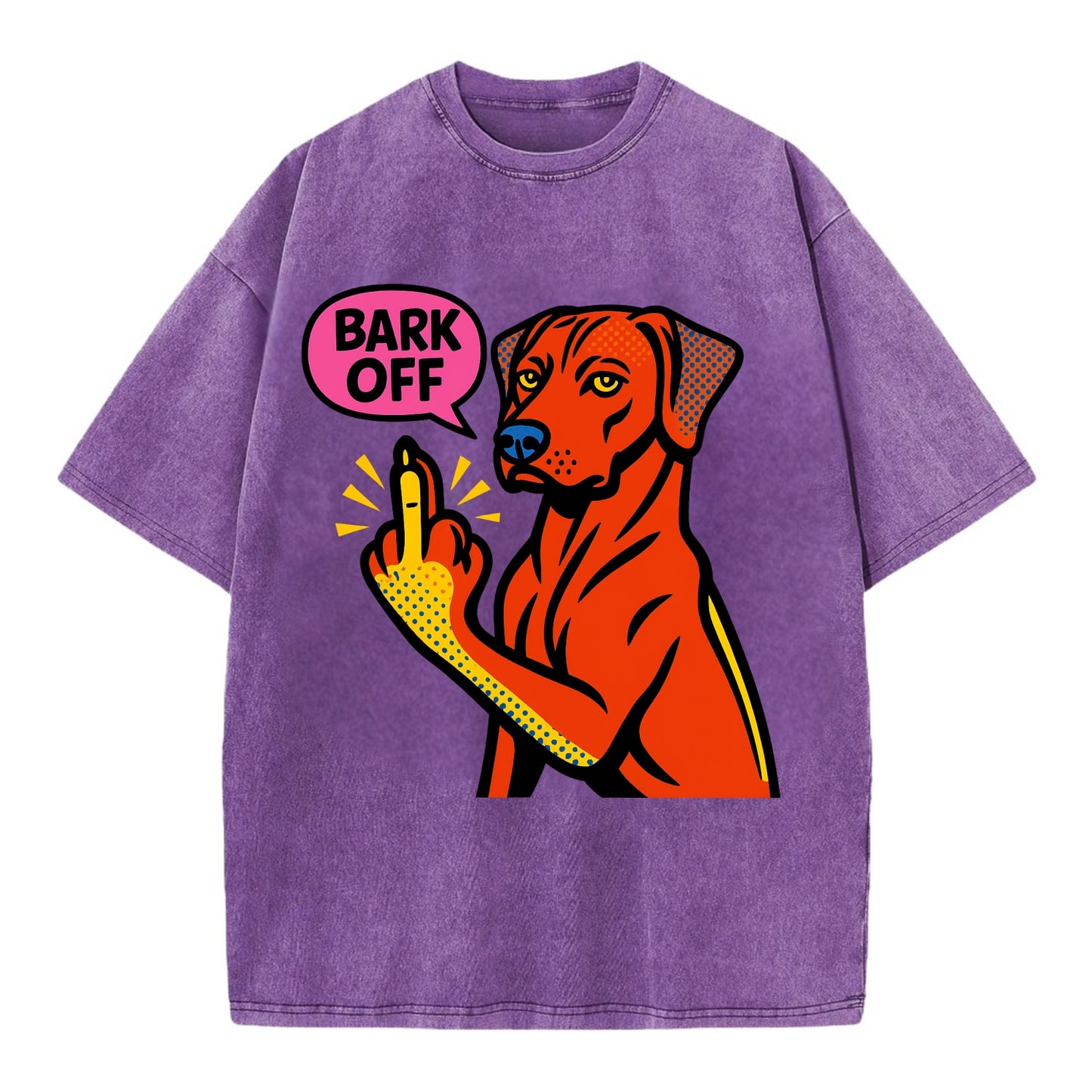 Rhodesian Ridgeback with distinctive ridge on back, athletic muscular paw up - Vintage T-shirt - Purple