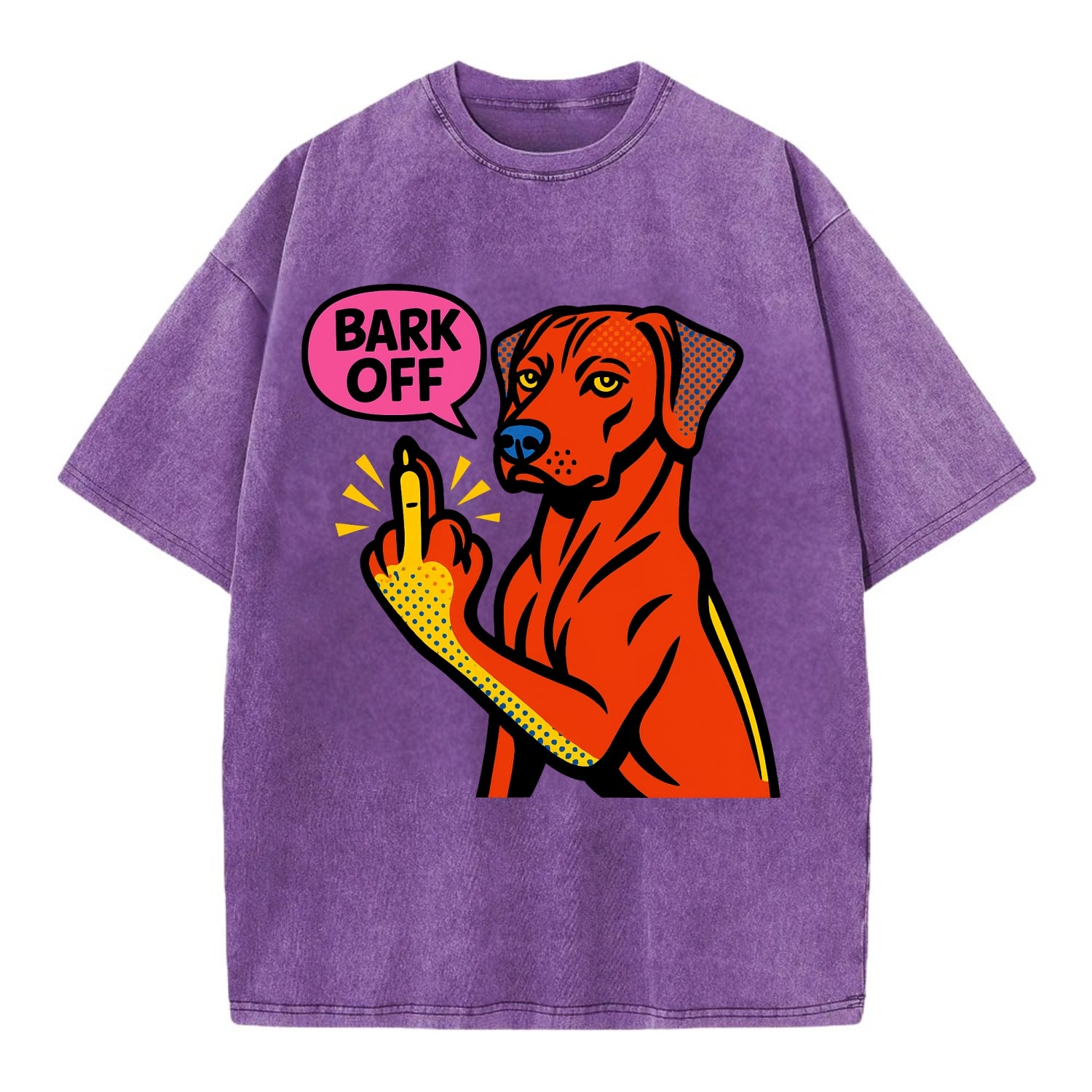 Rhodesian Ridgeback with distinctive ridge on back, athletic muscular paw up - Vintage T-shirt - Purple