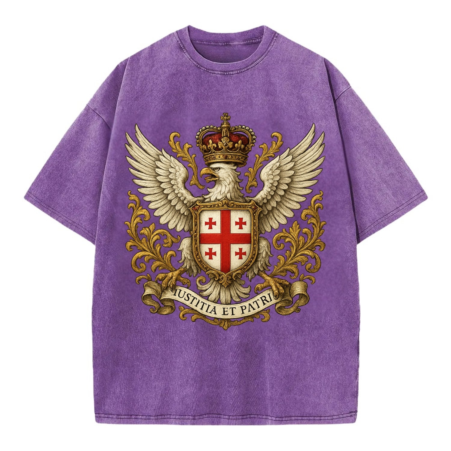 Georgia White Eagle Emblem  - Vintage T-shirt - Purple