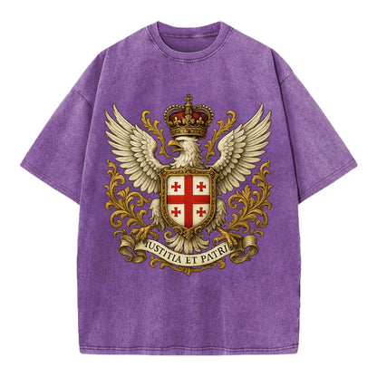 Georgia White Eagle Emblem  - Vintage T-shirt - Purple