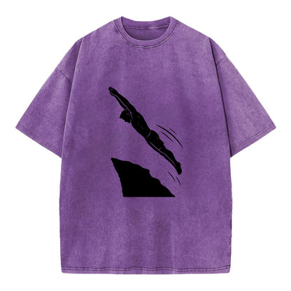 Cliff diver perfect form - Vintage T-shirt - Purple
