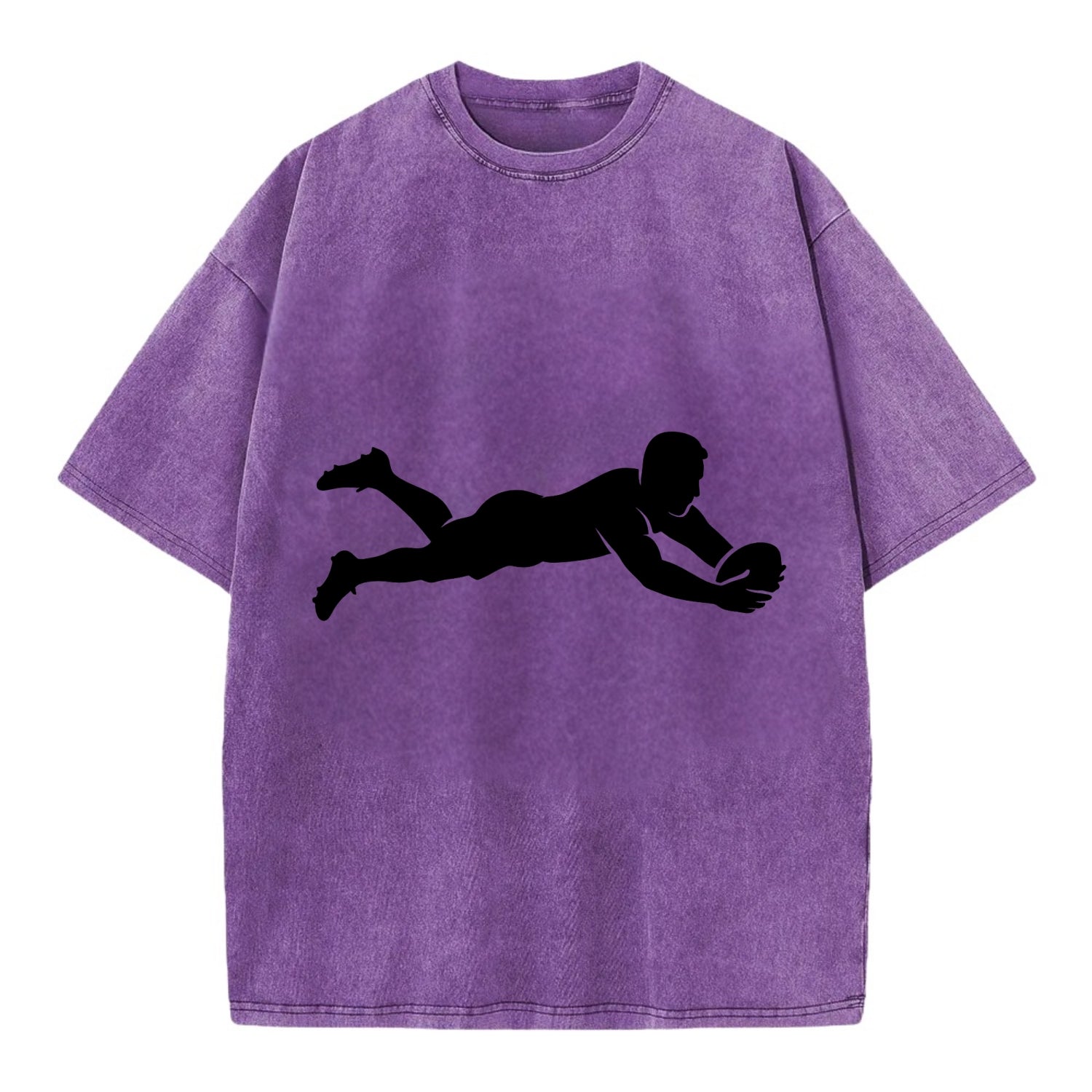 Rugby player diving for try - Vintage T-shirt - Purple