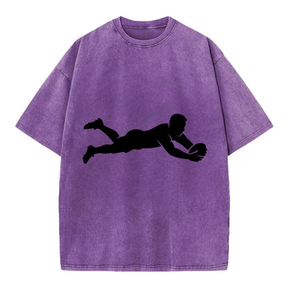 Rugby player diving for try - Vintage T-shirt - Purple